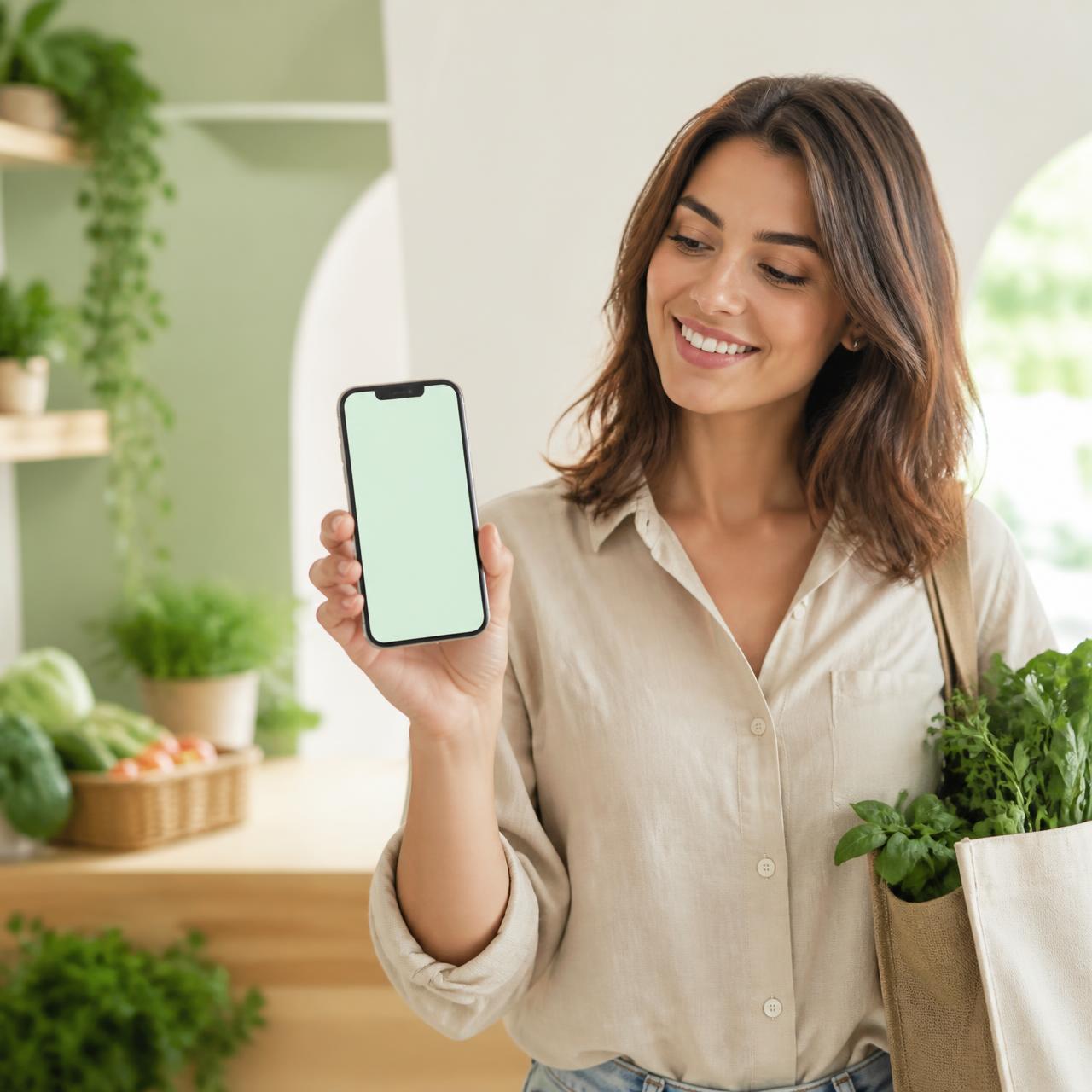 Una persona usa GREENit durante la spesa